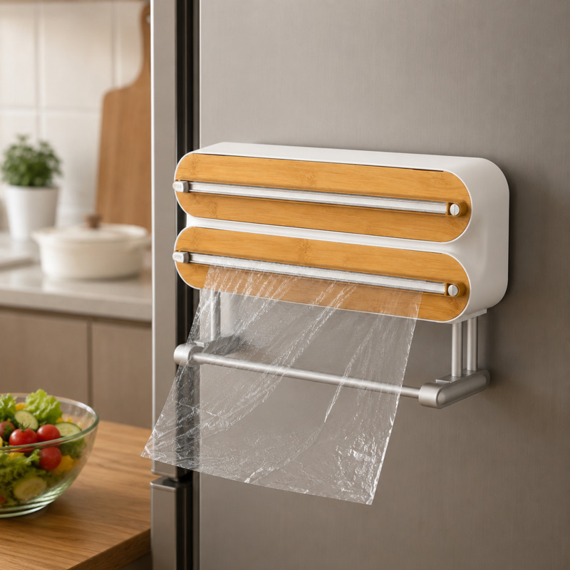Food Storage Organization - Pemotong dan Dispenser Pembungkus Makanan Magnetik,