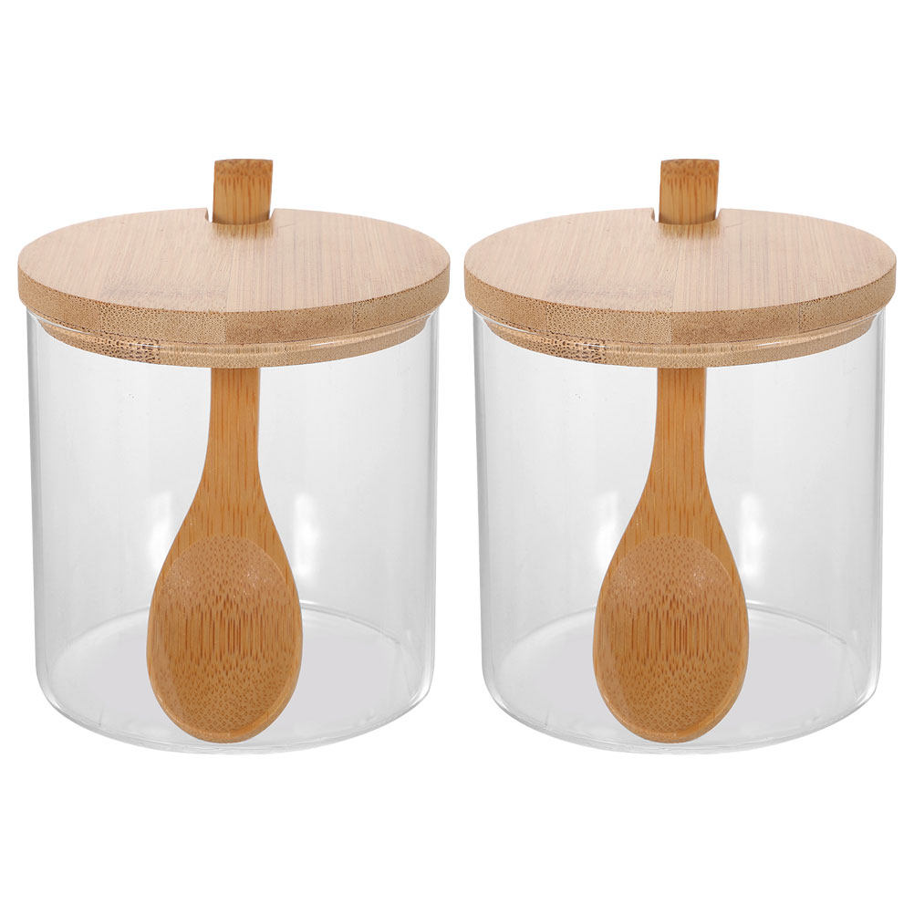 Food Storage With Lids - 2 Set Wadah Bumbu Kaca Bening