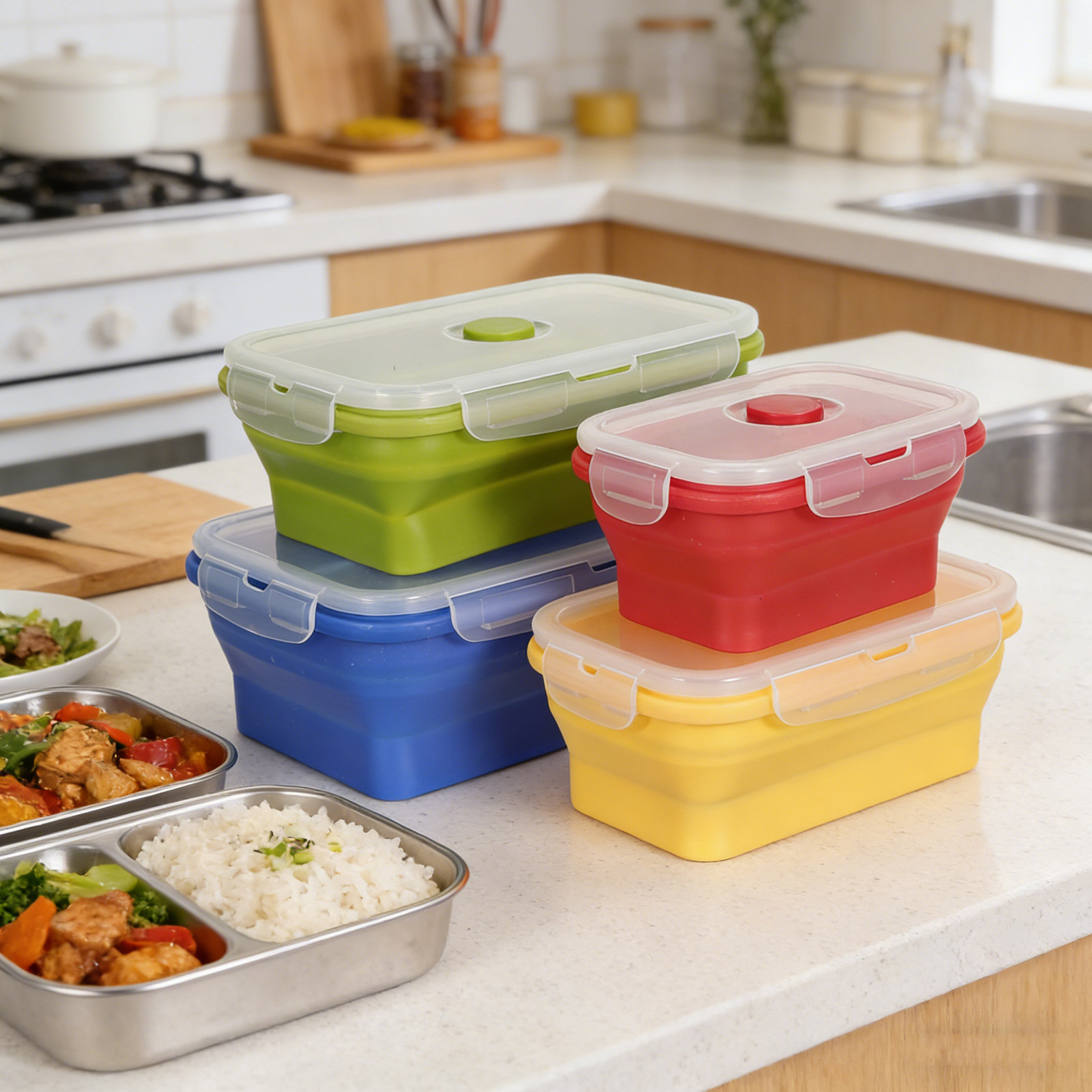 4 Buah Kotak Makan Silikon yan - Food Storage Lunch Box ulasan dan harga