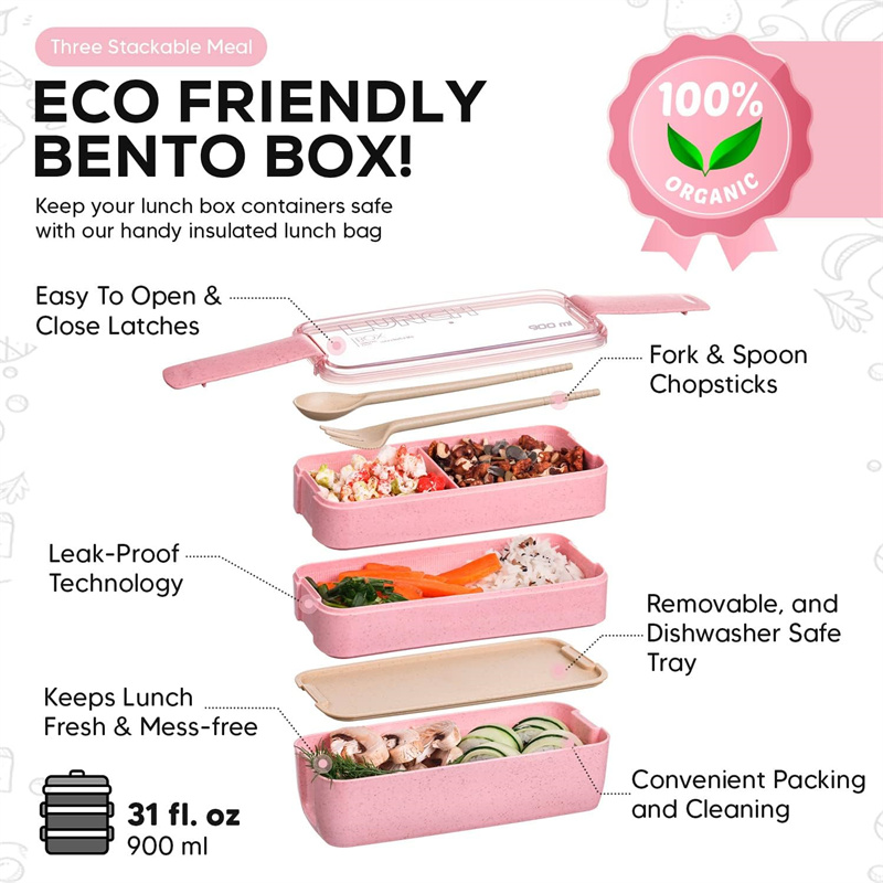 Kotak Bento Jerami Gandum 3-In - Food Storage Vault ulasan dan harga