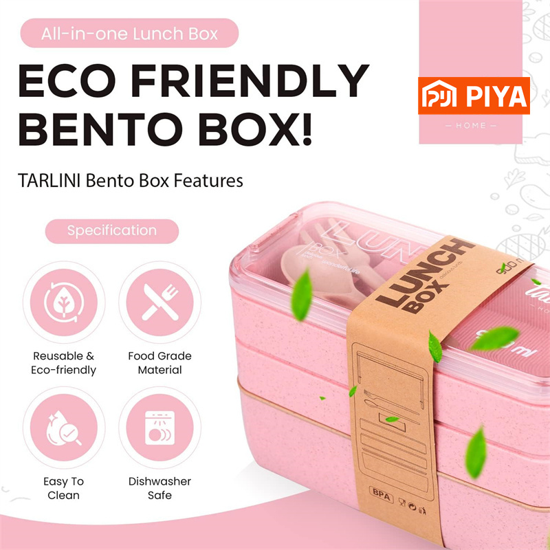 Kotak Bento Jerami Gandum 3-In - Food Storage Vault ulasan dan harga