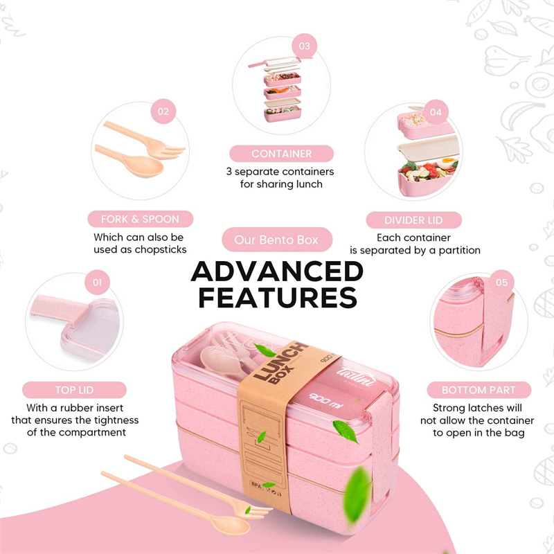 Kotak Bento Jerami Gandum 3-In - Food Storage Vault ulasan dan harga